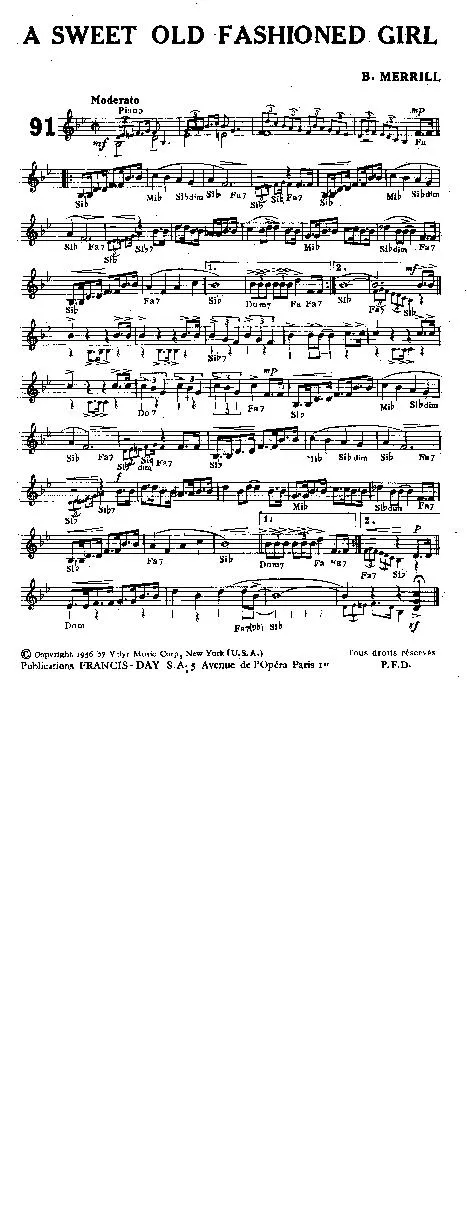 télécharger la partition d'accordéon A sweet old fashioned girl (Interprète : Teresa Brewer) (Slow Fox) au format PDF