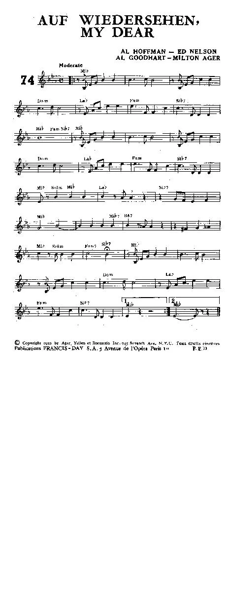télécharger la partition d'accordéon Auf Wiedersehen My Dear (Interprète : Russ Columbo) (Ballade) au format PDF