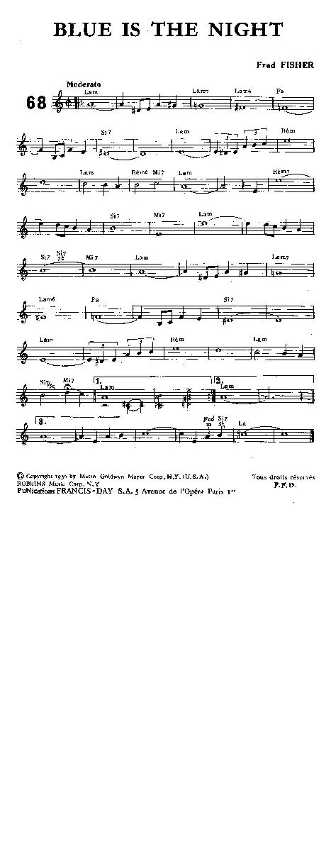 télécharger la partition d'accordéon Blue is the night (Interprète : Chester Gaylord) (Fox Trot) au format PDF