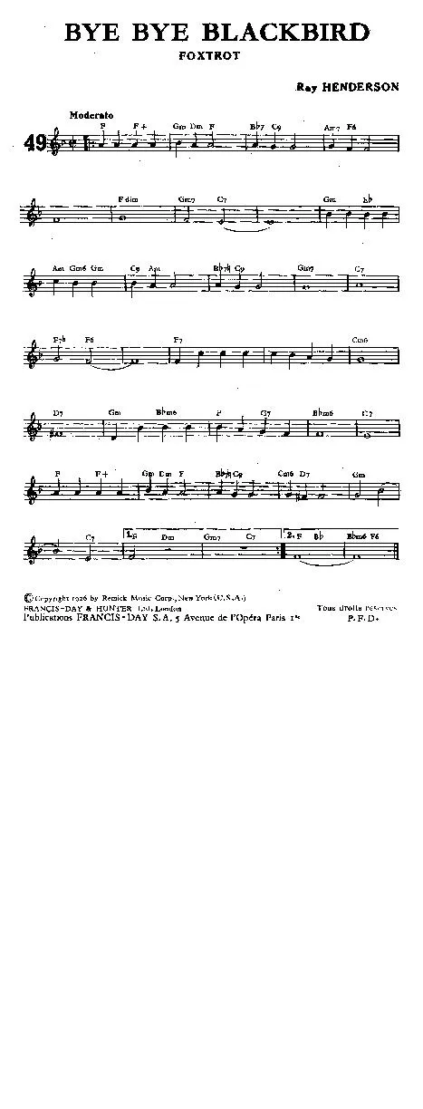télécharger la partition d'accordéon Bye bye blackbird (Interprète : Julie London) (Fox Trot) au format PDF