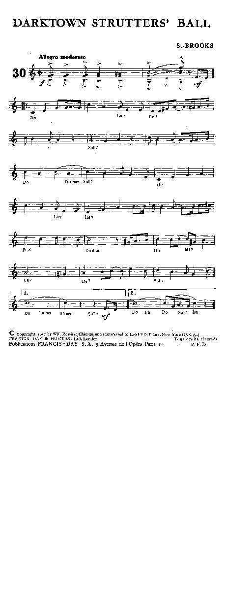 télécharger la partition d'accordéon Darktown Strutter's Ball (Interprètes : The Original Dixieland Jazz Band) (Dixie) au format PDF