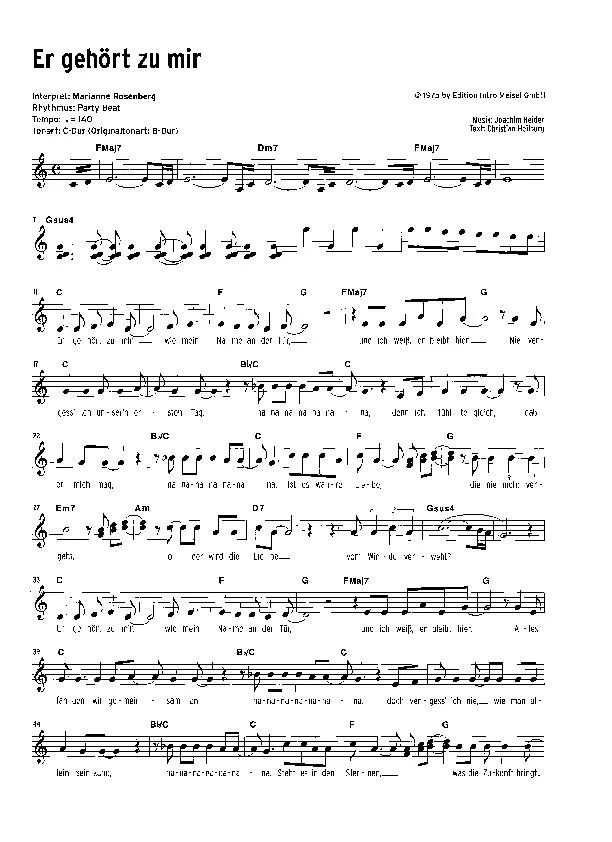 télécharger la partition d'accordéon Er gehört zu mir (Interprète : Marianne Rosenberg) (Schlager Disco) au format PDF