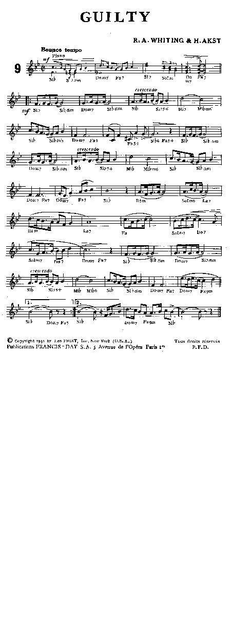télécharger la partition d'accordéon Guilty (Interprète : Margaret Whiting) (Jazz Ballade) au format PDF