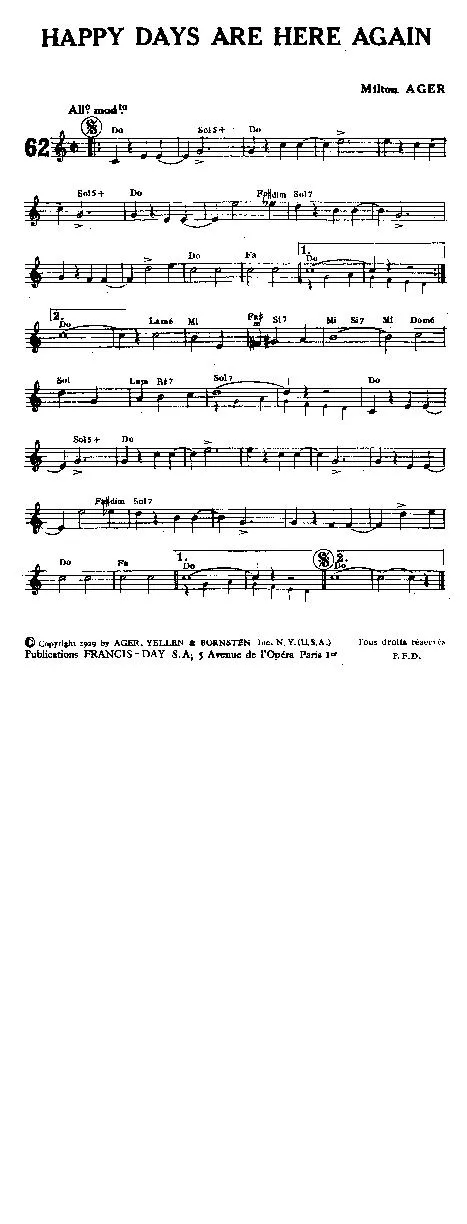 télécharger la partition d'accordéon Happy days are here again (Interprètes : Ben Selvin and the Crooners) (Fox Trot) au format PDF