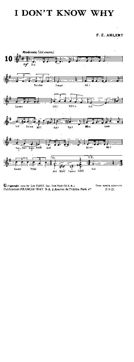 télécharger la partition d'accordéon I don't know why (Interprète : Frank Sinatra) (Ballade) au format PDF