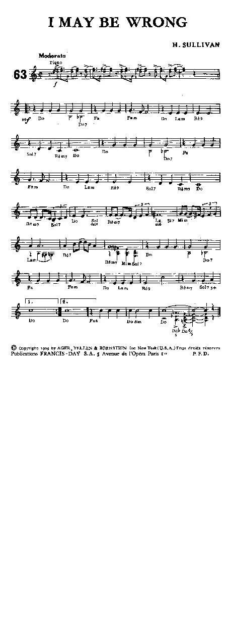 télécharger la partition d'accordéon I may be wrong (Interprète : Dinah Shore) (Fox Trot) au format PDF