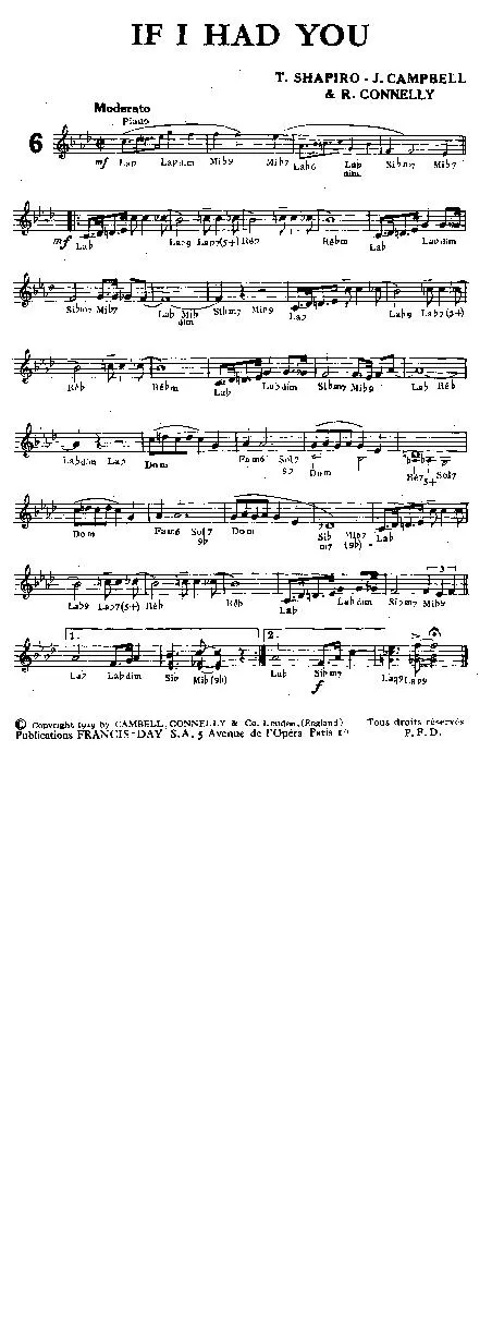 télécharger la partition d'accordéon If I had you (Interprète : Frank Sinatra) (Jazzy Ballade) au format PDF