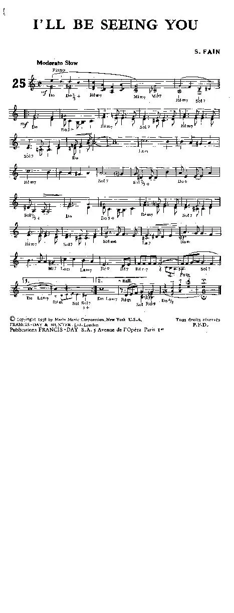 télécharger la partition d'accordéon I'll be seeing you (Interprètes : Frank Sinatra / Billie Holiday / Jo Stafford) (Slow Fox) au format PDF