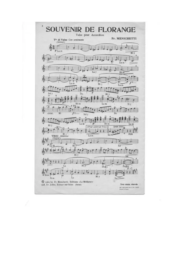 télécharger la partition d'accordéon Souvenirs de Florange (Valse) au format PDF