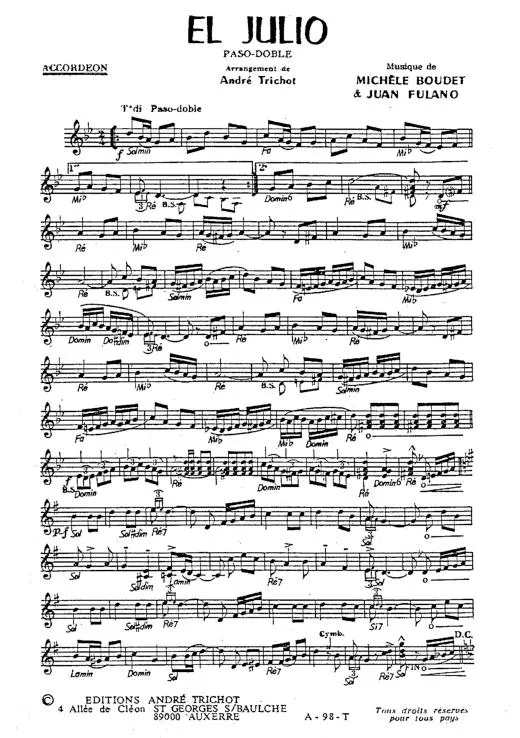 télécharger la partition d'accordéon El Julio (Arrangement : André Trichot) (Paso Doble) au format PDF