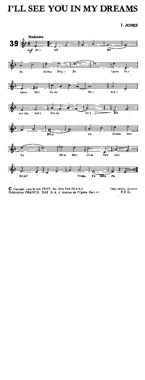 télécharger la partition d'accordéon I'll see you in my dreams (Interprètes : Ray Miller Orchestra) (Fox Trot) au format PDF
