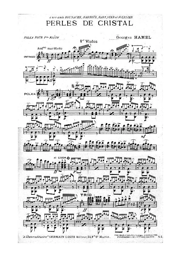 télécharger la partition d'accordéon Perles de cristal (Polka pour petite flûte) (1er Violon) au format PDF