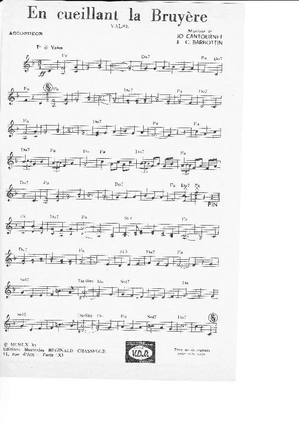 télécharger la partition d'accordéon En cueillant la bruyère (Orchestration) (Valse) au format PDF