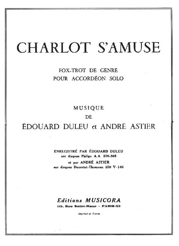 télécharger la partition d'accordéon Charlot s'amuse au format PDF