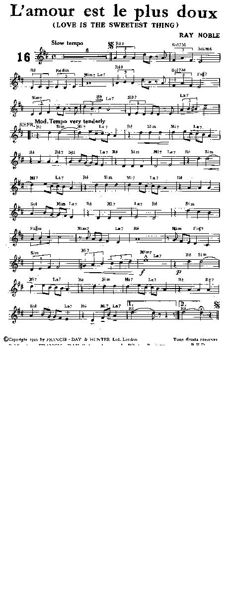 télécharger la partition d'accordéon L'amour est le plus doux (Love is the sweetest thing) (Interprète : Peter Skellern) (Slow Fox) au format PDF