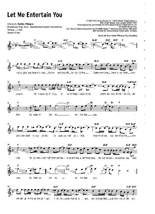 télécharger la partition d'accordéon Let me entertain you (Interprète : Robbie Williams) (Rock) au format PDF