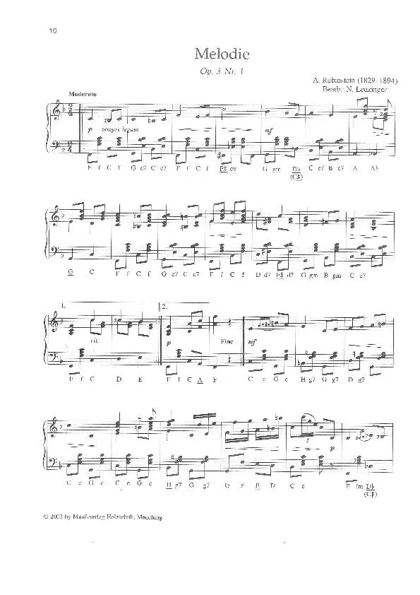 télécharger la partition d'accordéon Melodie au format PDF