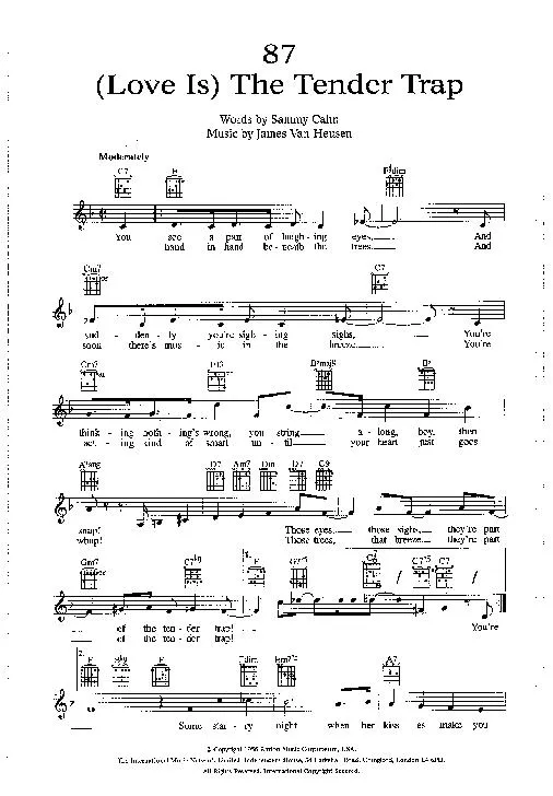 télécharger la partition d'accordéon (Love is) The tender trap (Interprète : Frank Sinatra) (Slow Fox) au format PDF