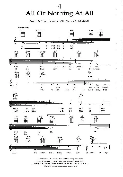 télécharger la partition d'accordéon All or nothing at all (Interprète : Frank Sinatra) (Fox Swing) au format PDF