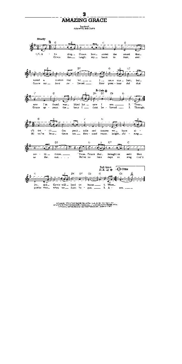 télécharger la partition d'accordéon Amazing Grace (Arrangement : Judy Collins) (Valse Lente) au format PDF