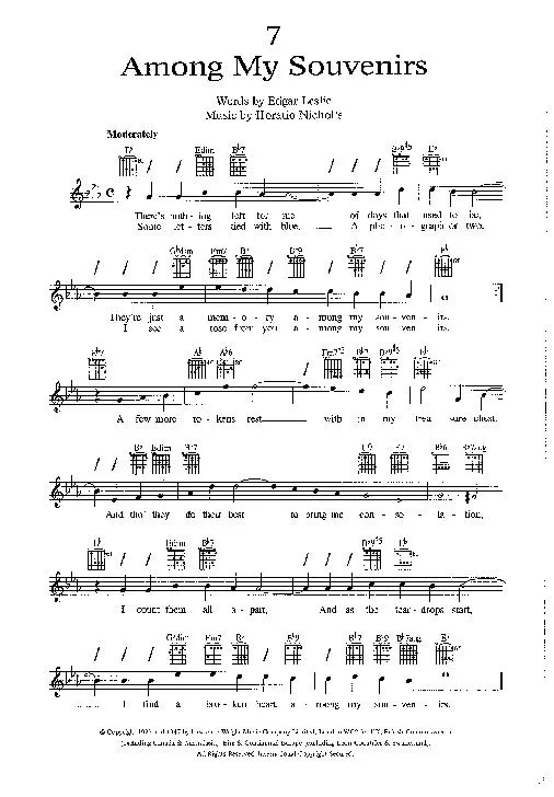 télécharger la partition d'accordéon Among my souvenirs (Interprète : Frank Sinatra) (Slowfox) au format PDF