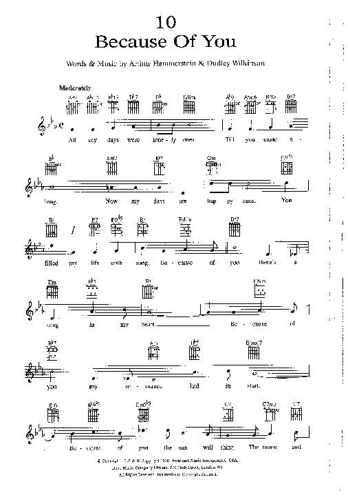 télécharger la partition d'accordéon Because of you (Interprète : Frank Sinatra) (Slow Fox) au format PDF