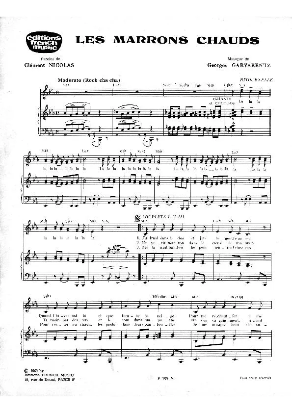 télécharger la partition d'accordéon Les marrons chauds (Chant : Dalida) (Rock Cha Cha) au format PDF