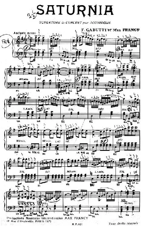 télécharger la partition d'accordéon Saturnia (Ouverture de Concert) au format PDF