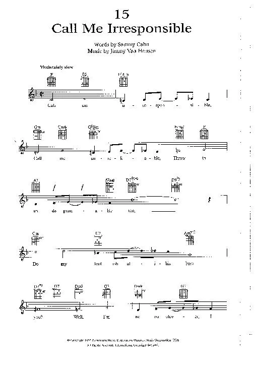 télécharger la partition d'accordéon Call me irresponsible (Interprète : Frank Sinatra) (Slow) au format PDF