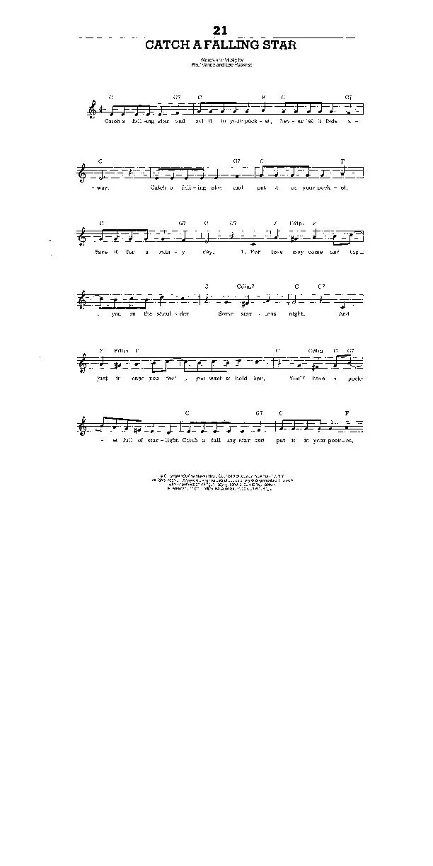 télécharger la partition d'accordéon Catch a falling star (Interprète : Perry Como) (Boléro) au format PDF