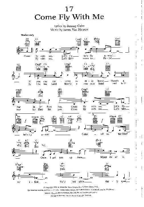 télécharger la partition d'accordéon Come fly with me (Interprète : Frank Sinatra) (Jazz Swing) au format PDF