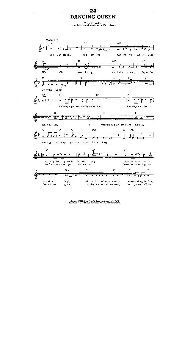 télécharger la partition d'accordéon Dancing Queen (Interprètes : Abba) (Disco rock) au format PDF