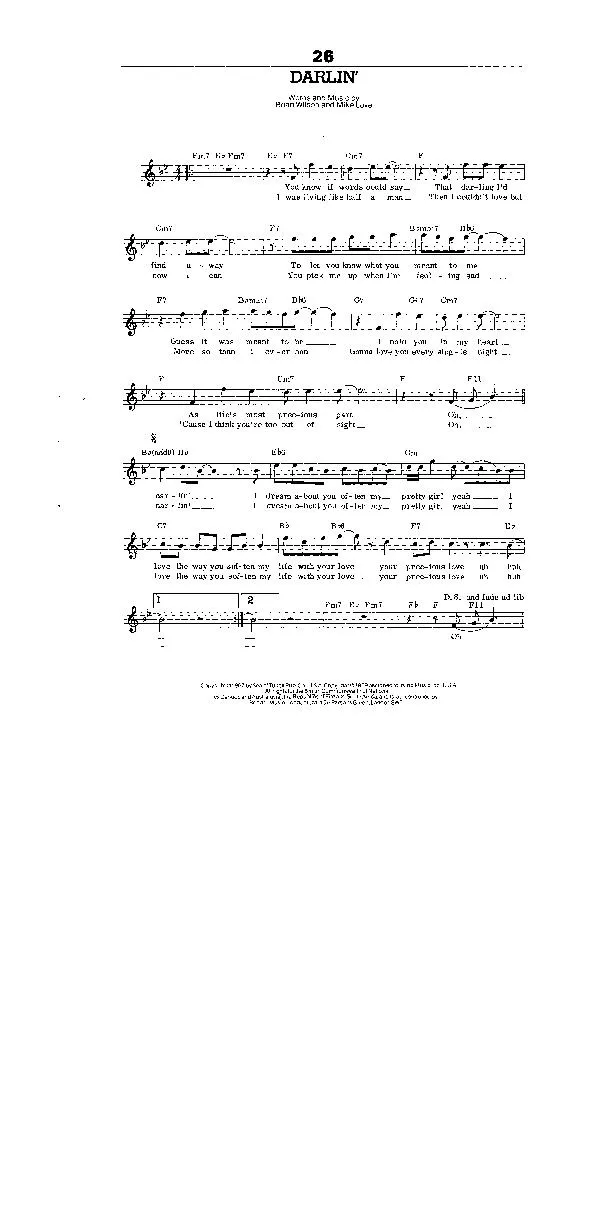 télécharger la partition d'accordéon Darlin' (Interprètes : The Beach Boys) (Medium Rock) au format PDF