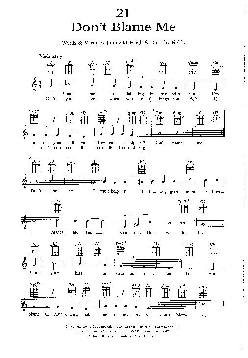 télécharger la partition d'accordéon Don't blame me (Interprète : Frank Sinatra) (Slow) au format PDF