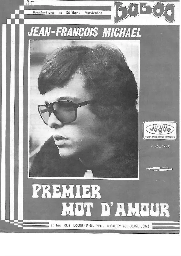 télécharger la partition d'accordéon Premier mot d'amour (Chant : Jean-François Michaël) au format PDF