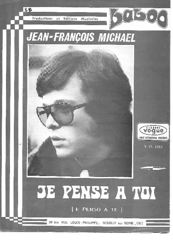 télécharger la partition d'accordéon Je pense à toi (E penso a te) (Chant : Jean-François Michaël) au format PDF