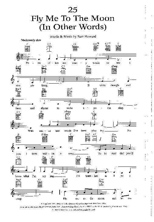 télécharger la partition d'accordéon Fly me to the moon (In other words) (Interprète : Frank Sinatra) (Valse Boston) au format PDF