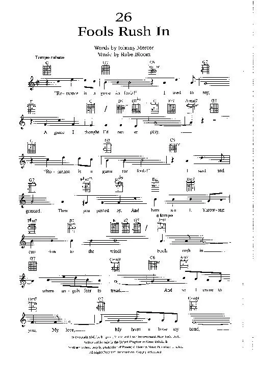 télécharger la partition d'accordéon Fools rush in (Interprète : Frank Sinatra) (Slow Fox) au format PDF