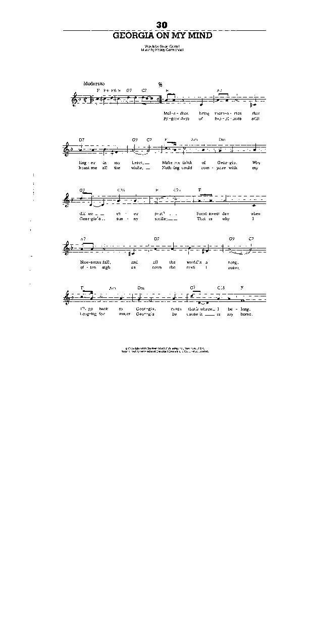 télécharger la partition d'accordéon Georgia on my mind (Slow Blues) au format PDF