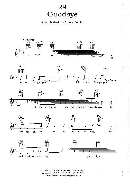 télécharger la partition d'accordéon Goodbye (Interprète : Frank Sinatra) (Slow) au format PDF