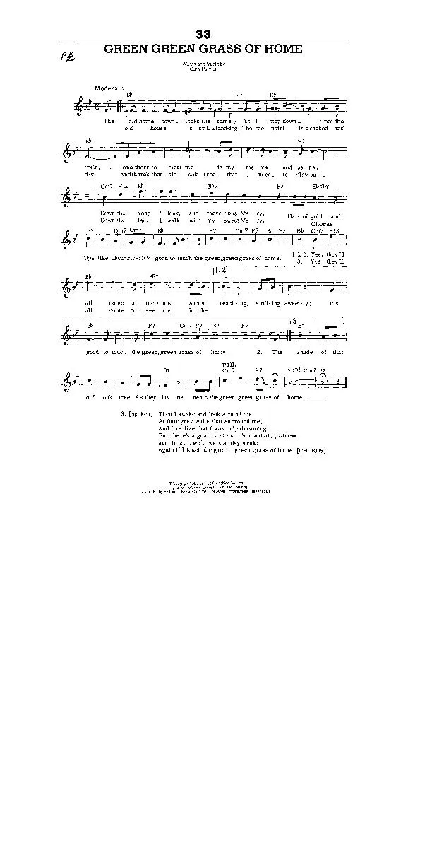 télécharger la partition d'accordéon Green green grass of home (Interptète : Tom Jones) (Rumba) au format PDF