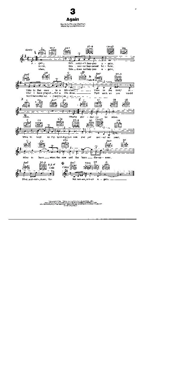 télécharger la partition d'accordéon Again (Interprète : Doris Day) (Slow) au format PDF