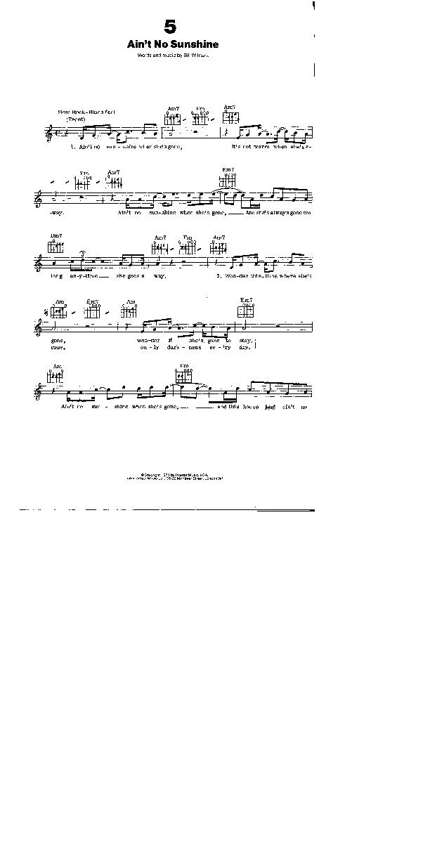 télécharger la partition d'accordéon Ain't no sunshine (Blues Rock) au format PDF