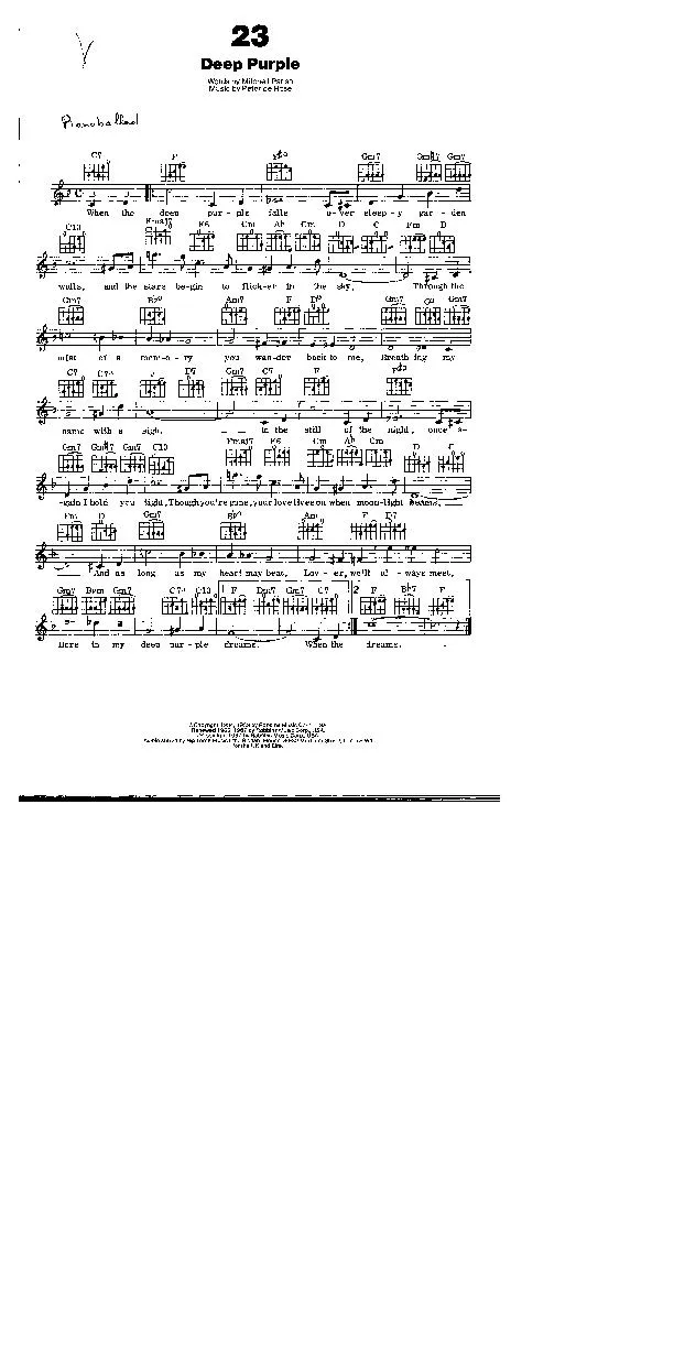 télécharger la partition d'accordéon Deep purple (Interprètes : April Stevens / Nino Tempo) (Medium Swing) au format PDF