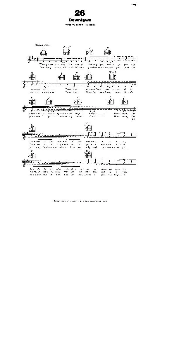 télécharger la partition d'accordéon Downtown (Interprète : Petula Clark) (Medium Swing) au format PDF