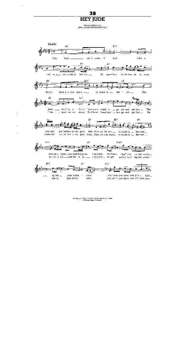 télécharger la partition d'accordéon Hey Jude (Interprètes: The Beatles) (Slow) au format PDF