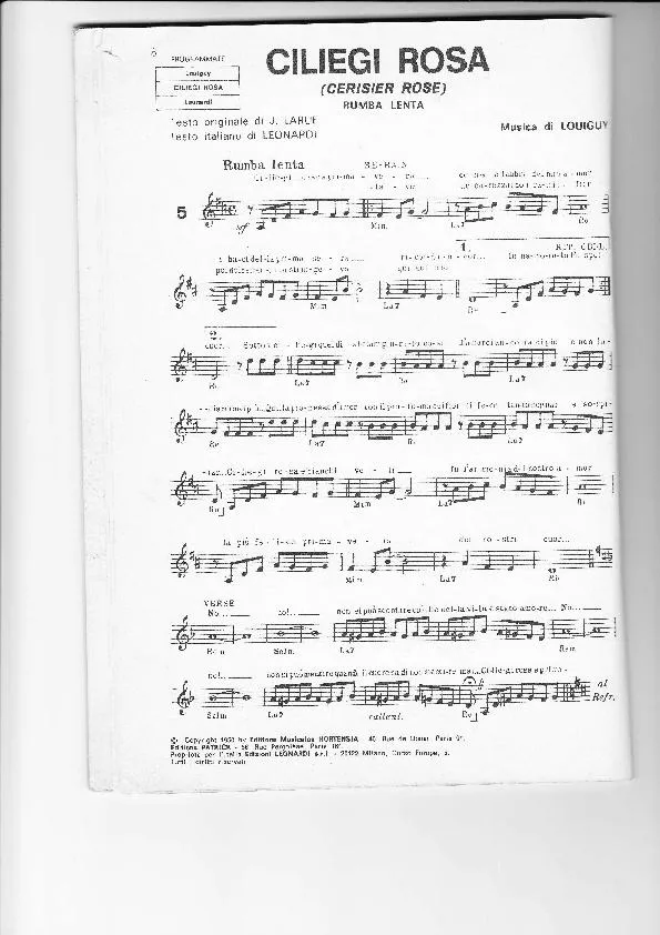 télécharger la partition d'accordéon Ciliegi Rosa (Cerisier rose) (Rumba Lente) au format PDF