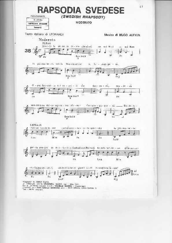 télécharger la partition d'accordéon Rapsodia Svedese (Swedish Rhapsody) au format PDF