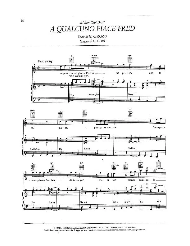 télécharger la partition d'accordéon A qualcuno piace fred (Du Film : Noi Duri) (Fast Swing) au format PDF