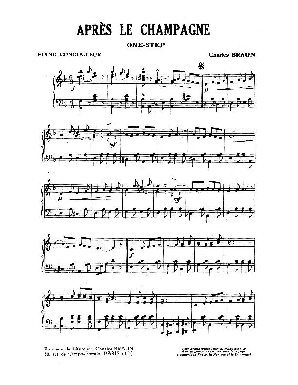 télécharger la partition d'accordéon Après le champagne (One Step) (Partie : Piano Conducteur)  au format PDF